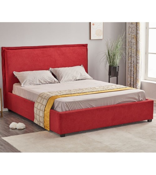 Letto matrimoniale Neso contenitore tessuto rosso
