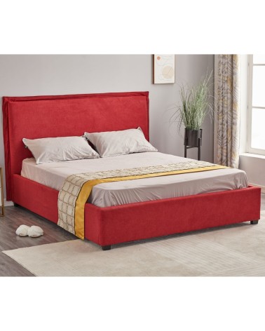 Letto matrimoniale Neso contenitore tessuto rosso