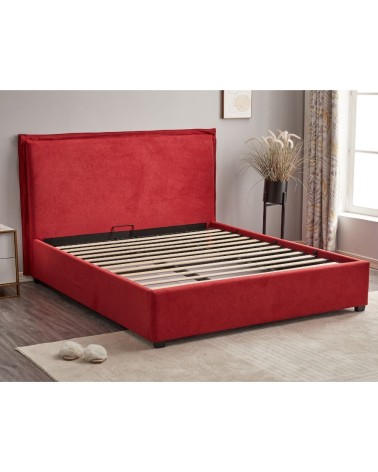 Letto matrimoniale Neso contenitore tessuto rosso