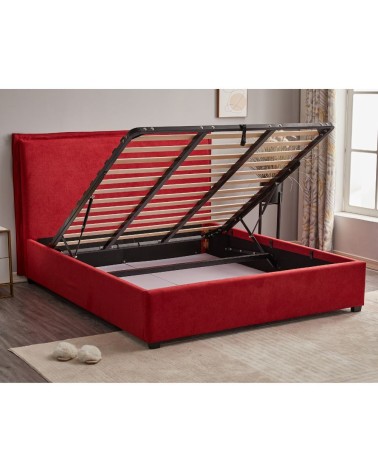 Letto matrimoniale Neso contenitore tessuto rosso