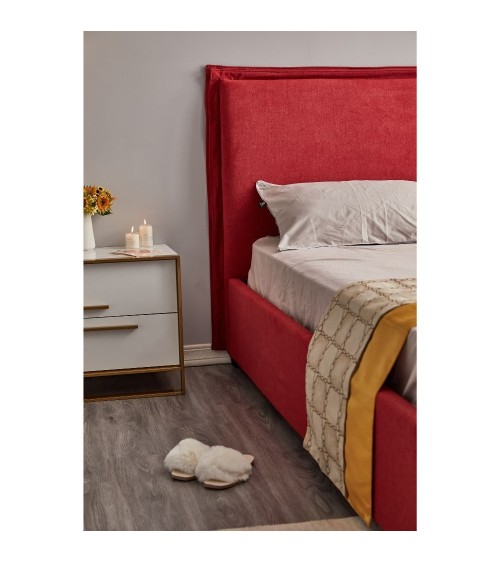 Letto matrimoniale Neso contenitore tessuto rosso