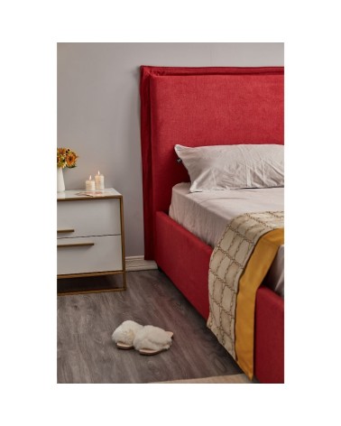 Letto matrimoniale Neso contenitore tessuto rosso