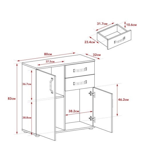 Credenza Mosso MO2 colore rovere e bianco