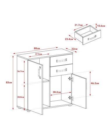 Credenza Mosso MO2 colore rovere e bianco
