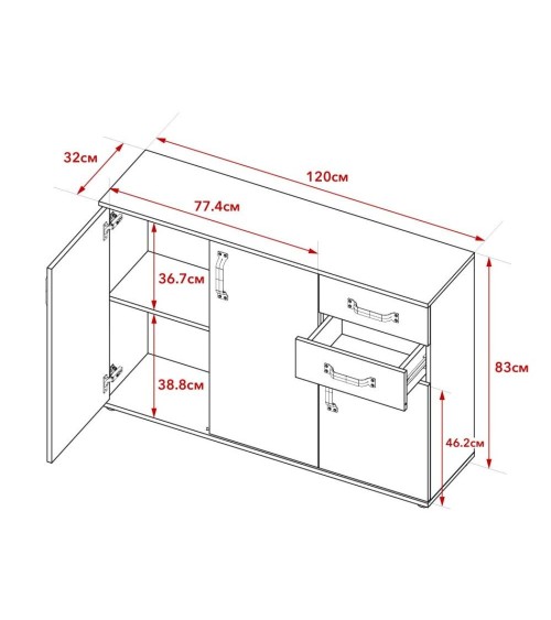 Credenza Mosso MO4 colore rovere e bianco