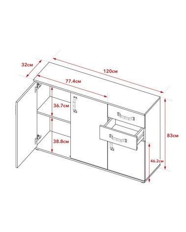 Credenza Mosso MO4 colore rovere e bianco