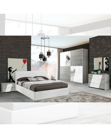 Camera da letto Mania grigio e bianco lucido
