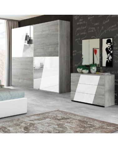Camera da letto Mania grigio e bianco lucido