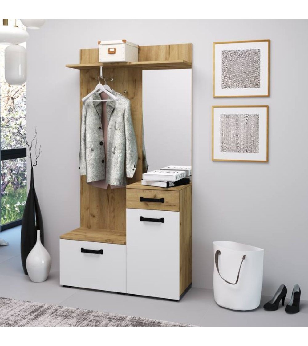 Mobile ingresso Mosso MO6 colore rovere e bianco