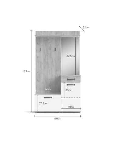 Mobile ingresso Mosso MO6 colore rovere e bianco