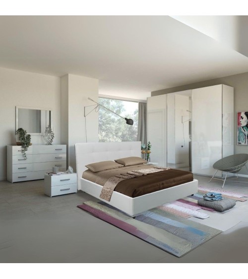 Camera da letto Amara bianco laccato con armadio 3 ante scorrevoli