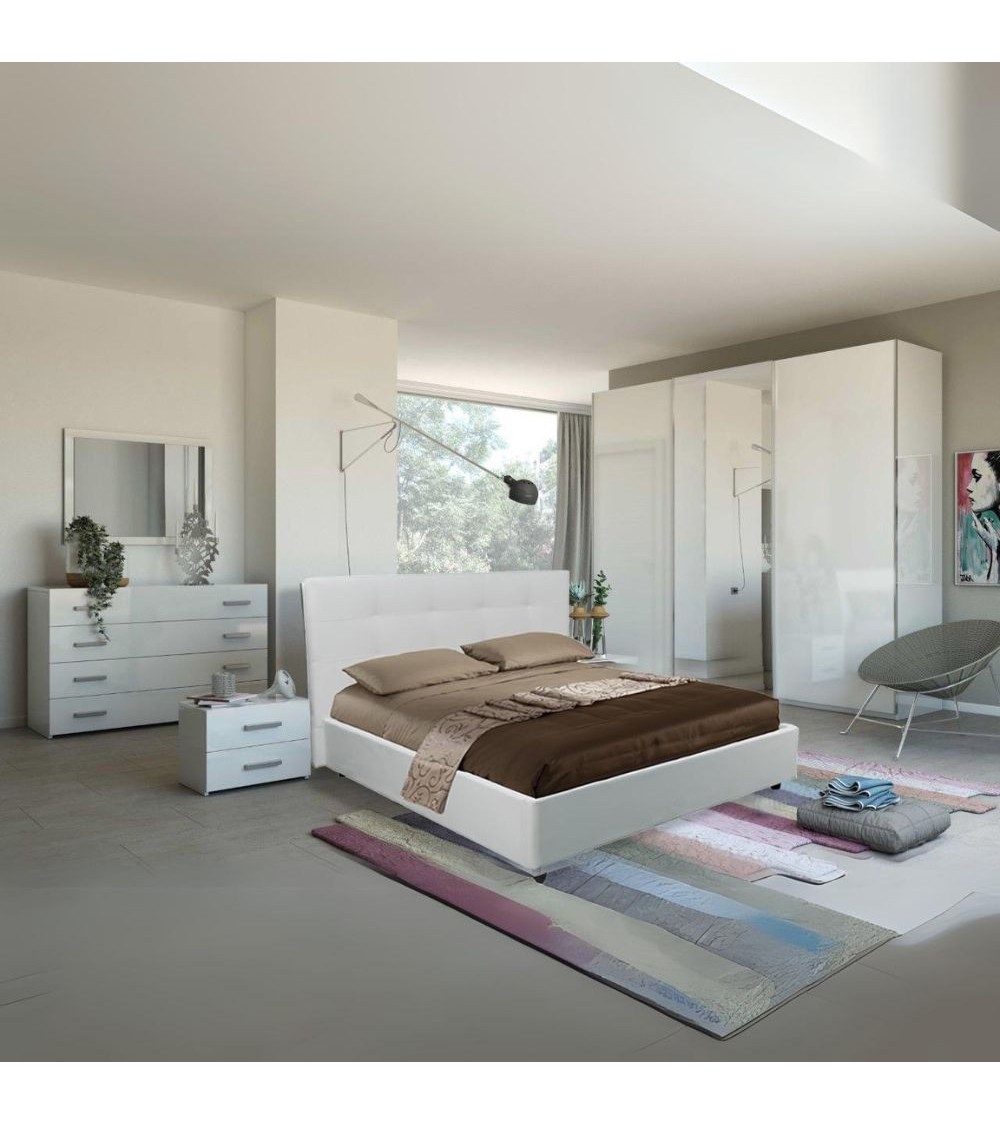 Camera da letto Amara bianco laccato con armadio 3 ante scorrevoli