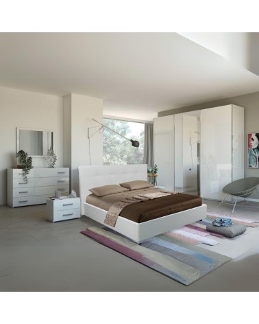 Camera da letto Amara bianco laccato con armadio 3 ante scorrevoli