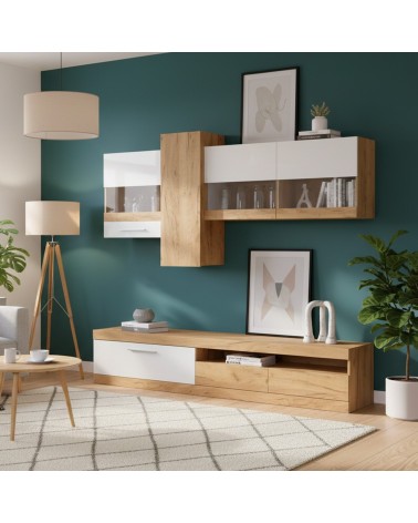 Parete attrezzata Tokio colore rovere e bianco