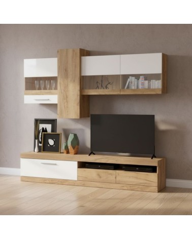 Parete attrezzata Tokio colore rovere e bianco