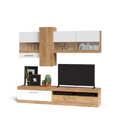 Parete attrezzata Tokio colore rovere e bianco
