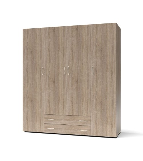 Armadio 4 ante 2 cassetti Seba 4 colore rovere sonoma