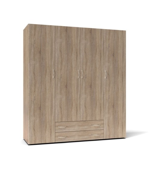 Armadio 4 ante 2 cassetti Seba 4 colore rovere sonoma