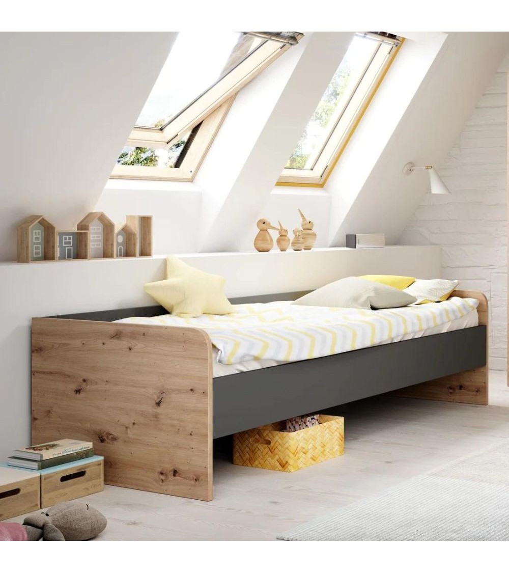 Letto singolo Gap System colore rovere e antracite