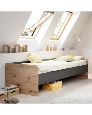 Letto singolo Gap System colore rovere e antracite