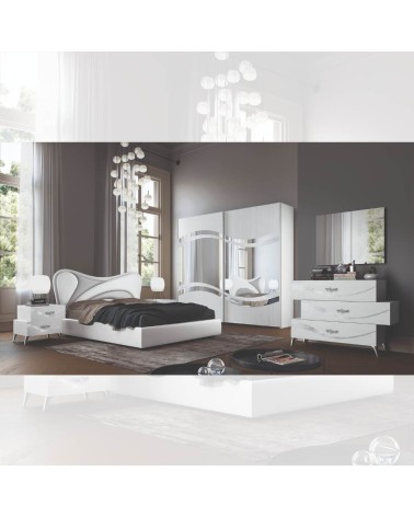 Camera da letto Delia bianco frassinato con decorazioni argento