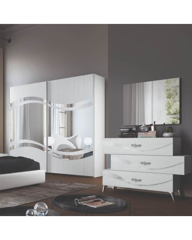 Camera da letto Delia bianco frassinato con decorazioni argento