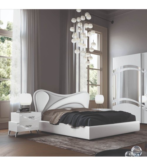 Camera da letto Delia bianco frassinato con decorazioni argento