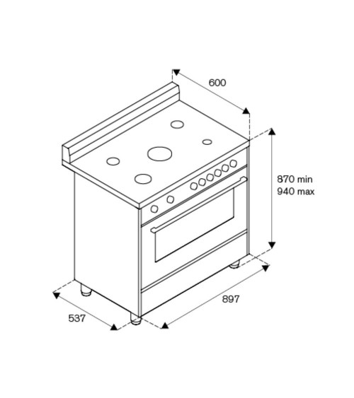 Cucina 90X60 F.lli Bertazzoni AMN965EXV 5 fuochi a gas forno elettrico multifunzione inox