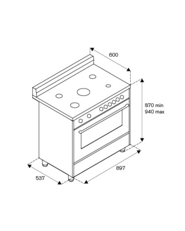 Cucina 90X60 F.lli Bertazzoni AMN965EXV 5 fuochi a gas forno elettrico multifunzione inox