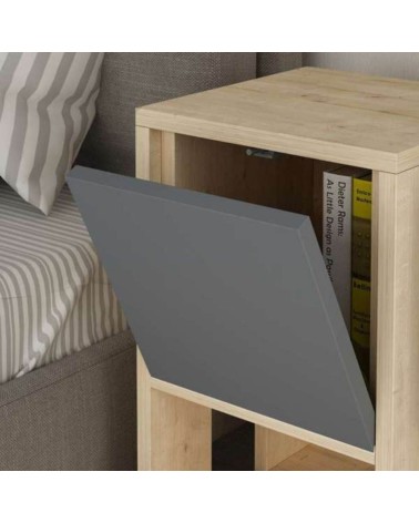 Comodino Ema rovere e antracite anta ribalta 30x30x55h