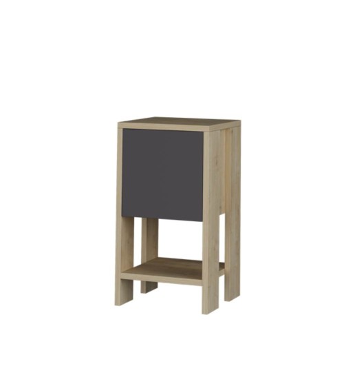 Comodino Ema rovere e antracite anta ribalta 30x30x55h