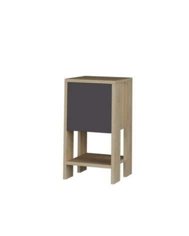 Comodino Ema rovere e antracite anta ribalta 30x30x55h