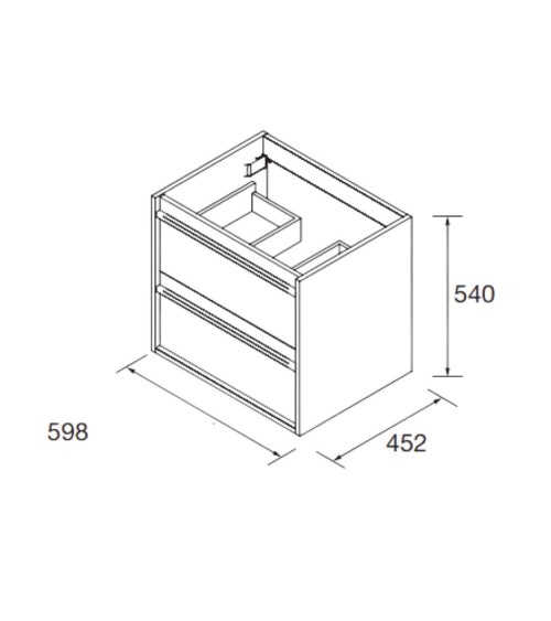Mobile bagno sospeso Ador60 rovere ostippo con lavabo 2 cassetti 60x45x54h