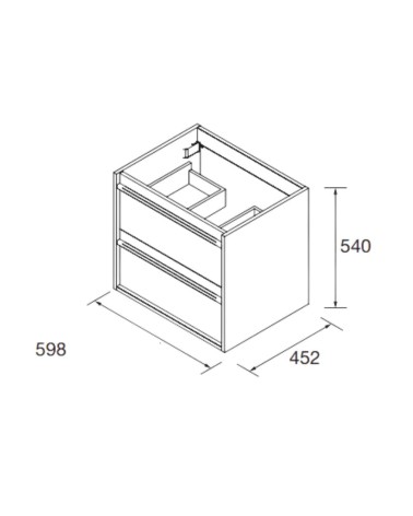 Mobile bagno sospeso Ador60 rovere ostippo con lavabo 2 cassetti 60x45x54h