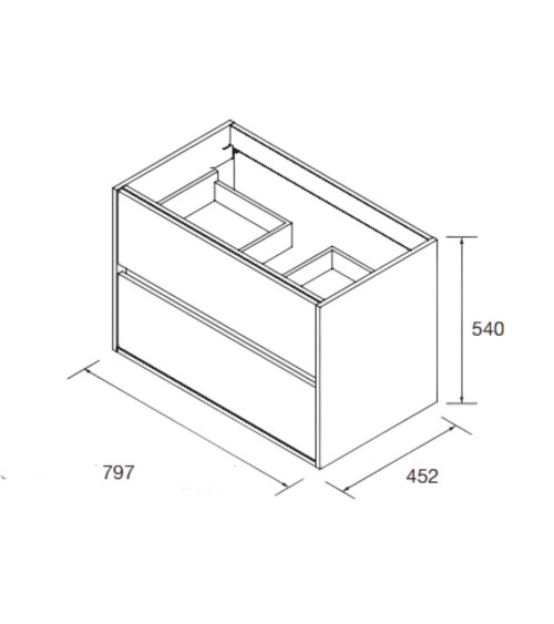 Mobile bagno sospeso Claros80 grigio opaco con lavabo 2 cassetti 80x45x56h