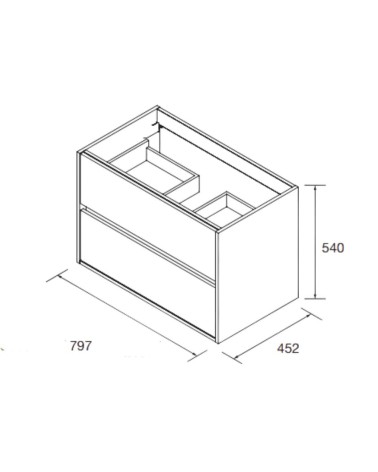 Mobile bagno sospeso Claros80 grigio opaco con lavabo 2 cassetti 80x45x56h