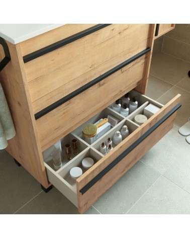 Mobile bagno Geco100 rovere ostippo con lavabo 3 cassetti 100x45x86h