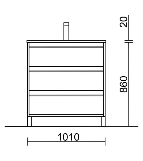 Mobile bagno Geco100 rovere ostippo con lavabo 3 cassetti 100x45x86h