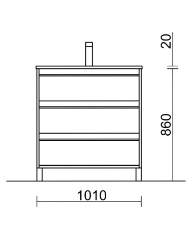 Mobile bagno Geco100 rovere ostippo con lavabo 3 cassetti 100x45x86h