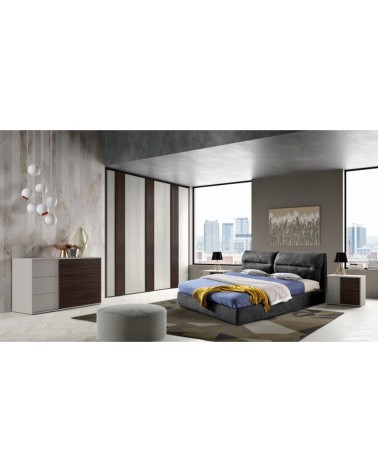 Camera da letto Cecilia grigio frassinato con inserti noce scuro