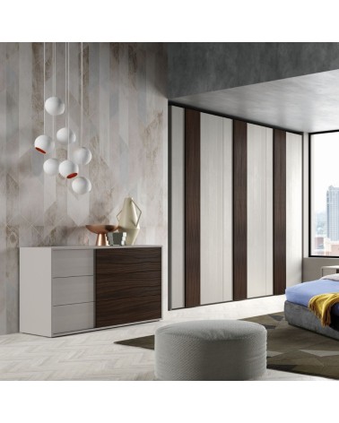 Camera da letto Cecilia grigio frassinato con inserti noce scuro