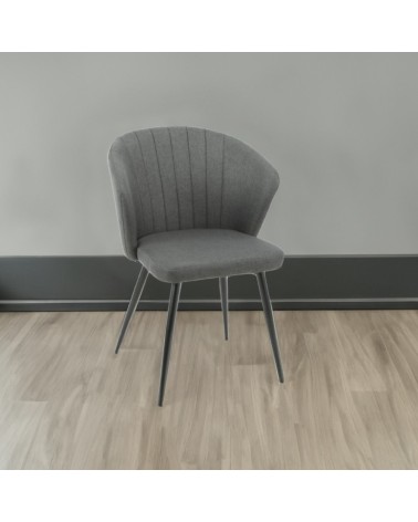 Sedia Krid tessuto grigio scuro e piedi metallo nero set 2 pezzi