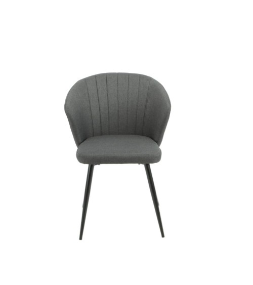 Sedia Krid tessuto grigio scuro e piedi metallo nero set 2 pezzi