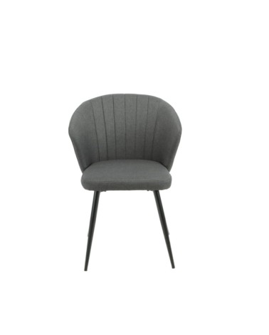 Sedia Krid tessuto grigio scuro e piedi metallo nero set 2 pezzi