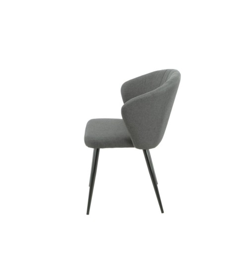 Sedia Krid tessuto grigio scuro e piedi metallo nero set 2 pezzi