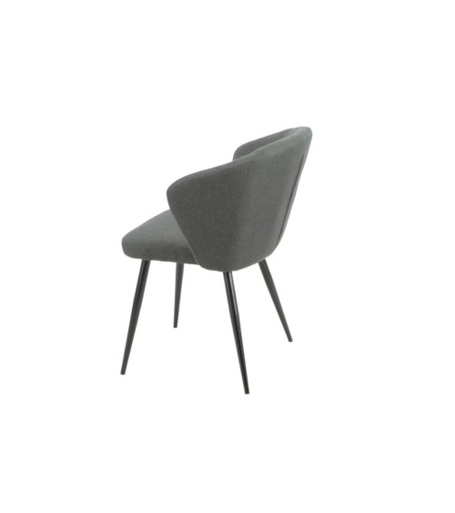 Sedia Krid tessuto grigio scuro e piedi metallo nero set 2 pezzi