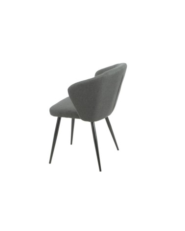 Sedia Krid tessuto grigio scuro e piedi metallo nero set 2 pezzi