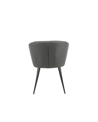 Sedia Krid tessuto grigio scuro e piedi metallo nero set 2 pezzi