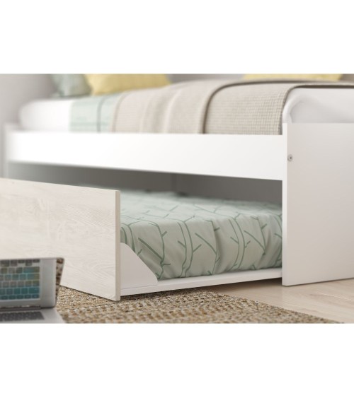 Cameretta a ponte 6006 con letto estraibile e armadio colore bianco consumato e bianco reversibile