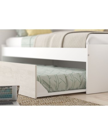 Cameretta a ponte 6006 con letto estraibile e armadio colore bianco consumato e bianco reversibile